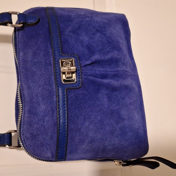 B.Makowsky Blue Leather Suede purse Bag - Picture 1 of 12